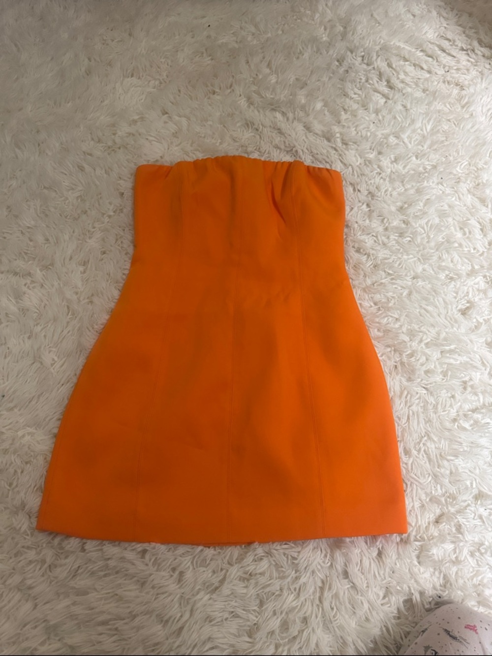 Meshki size small neon orange strapless dress. Like new